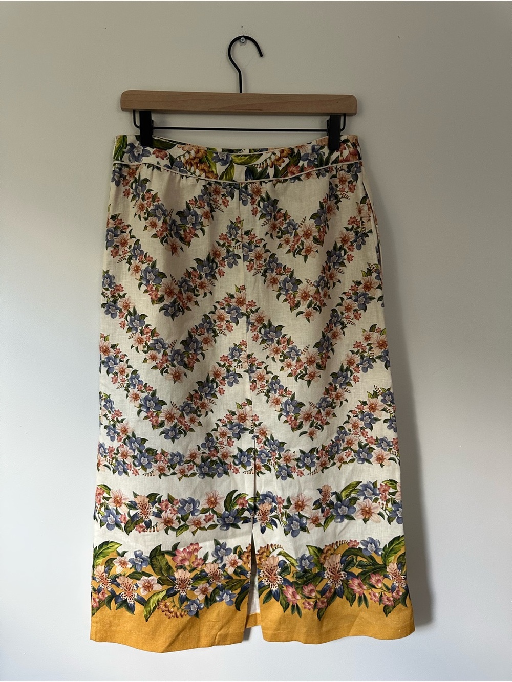 Farm Rio Floral Linen Midi Skirt Sand - Picture 3 of 5